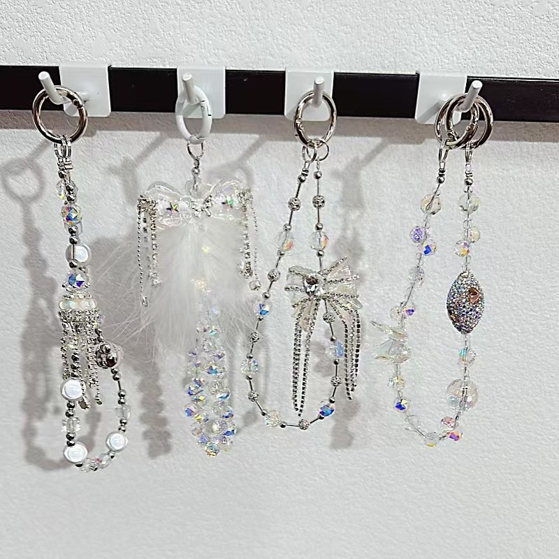 factory direct sales heavy second-hand painted beads strawberry bear mobile phone chain original bag hanging rope key chain