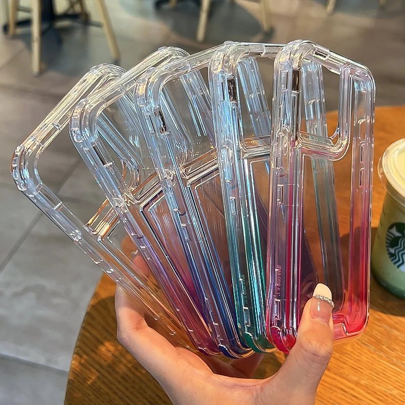 For Iphone 15 14 Pro Max 13 Full Shockproof Case Cover for Iphone 15 Plus Armored Case Rainbow Gradient Phonecase