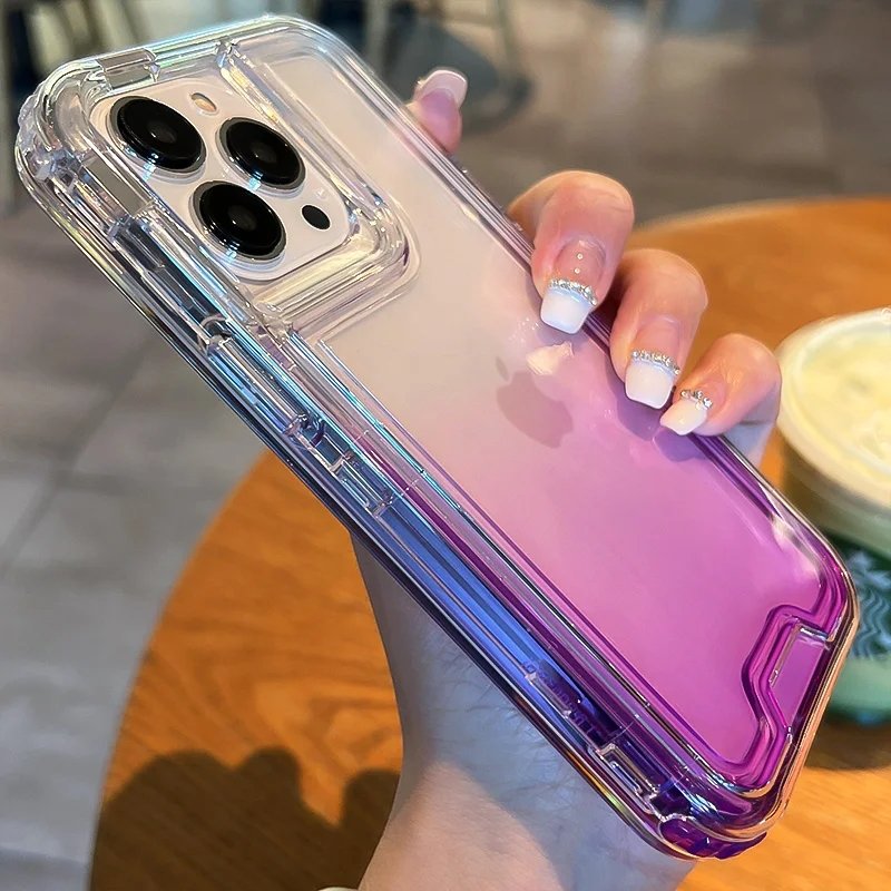 For Iphone 15 14 Pro Max 13 Full Shockproof Case Cover for Iphone 15 Plus Armored Case Rainbow Gradient Phonecase