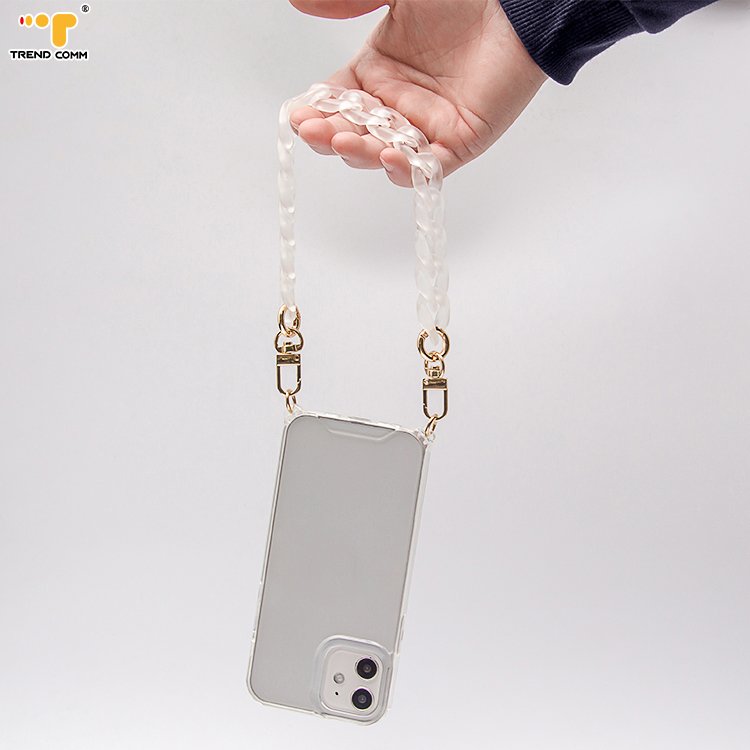 2024 New Luxurious Crystal Strap Rope With Chain Transparent Phone Case Cover For iPhone 12/12 pro/12 pro max