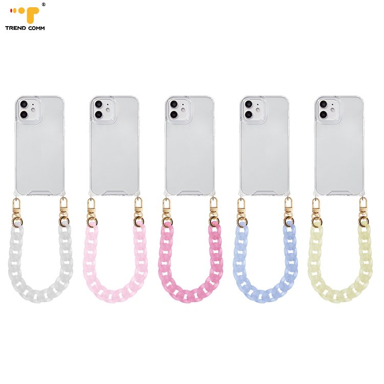 2024 New Luxurious Crystal Strap Rope With Chain Transparent Phone Case Cover For iPhone 12/12 pro/12 pro max