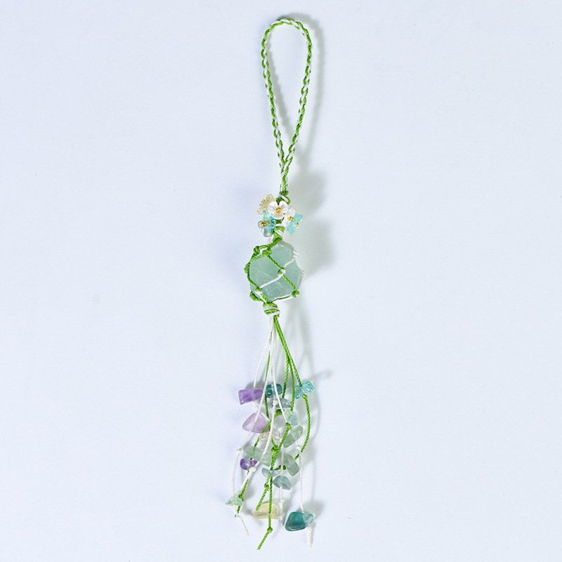 Wholesale Gravel Stone Phone Strap Gemstone Key Chain Handmade Woven Natural Crystal Mobile Phone Lanyard