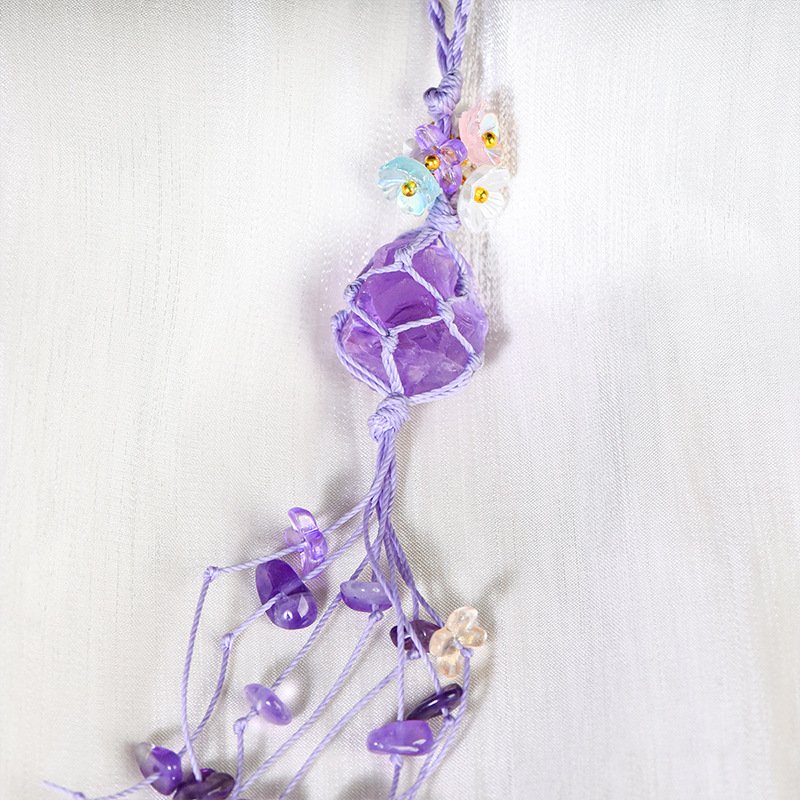 Wholesale Gravel Stone Phone Strap Gemstone Key Chain Handmade Woven Natural Crystal Mobile Phone Lanyard