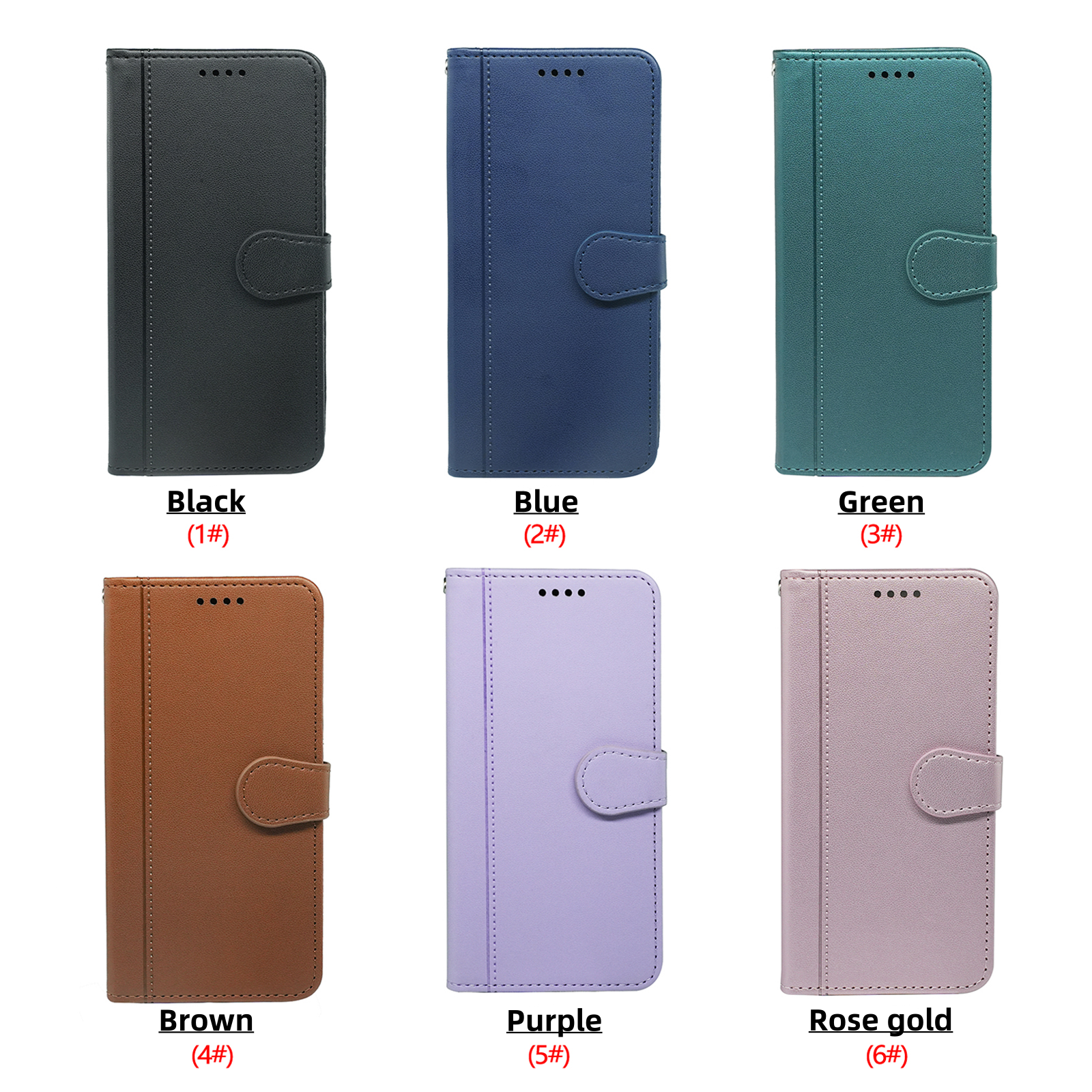 PU Leather Flip Wallet Phone Case for iPhone 16 Pro Max 15 Plus 14 13 with Video Stand Card Holders Phone Cover Bag