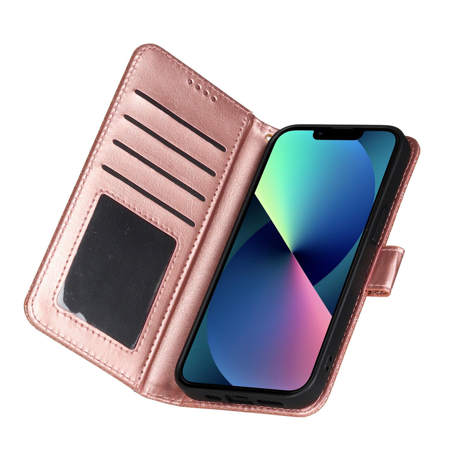 Bling Glitter Leather Case with Phone Strap For iPhone 16 15 Plus 14 12 11 13 Pro Max Wallet Cases For Girls
