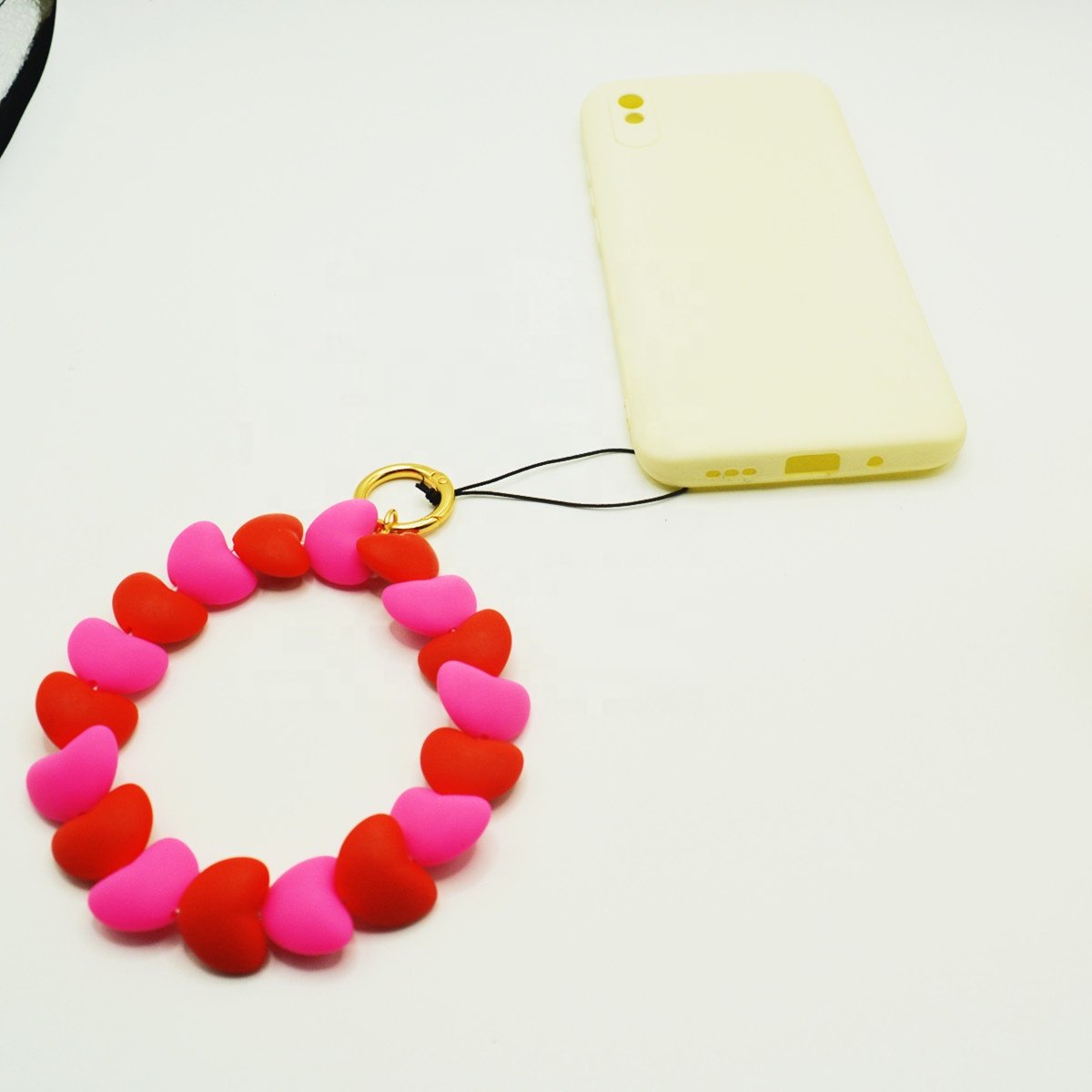 New Love silicone mobile phone chain soft mobile phone anti-fall lanyard skin feeling candy color cute mobile phone wristband