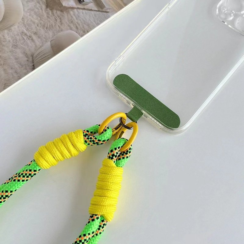 Anti Lost Universal Short Wrist Rope With Patch Tab Nylon Woven Colorful Wrist Hand Strap Rope Phone Case Lanyard For iPhone 15