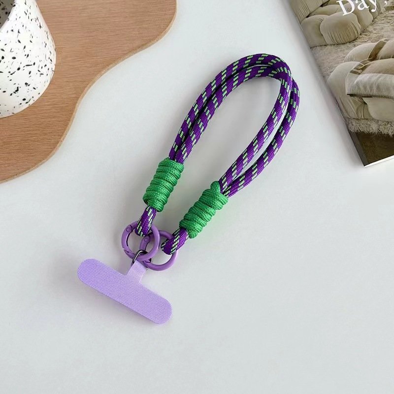Anti Lost Universal Short Wrist Rope With Patch Tab Nylon Woven Colorful Wrist Hand Strap Rope Phone Case Lanyard For iPhone 15