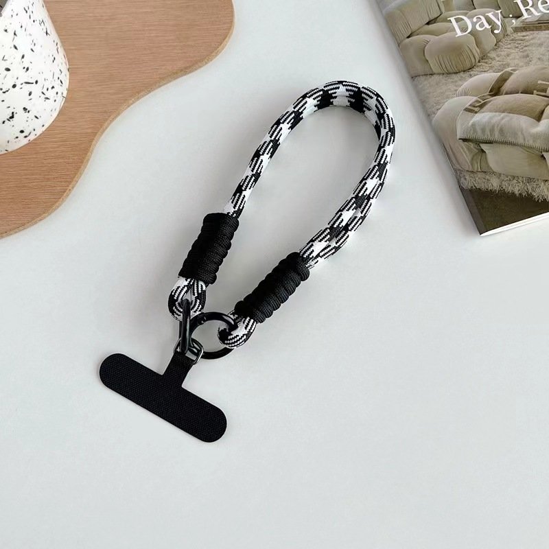 Anti Lost Universal Short Wrist Rope With Patch Tab Nylon Woven Colorful Wrist Hand Strap Rope Phone Case Lanyard For iPhone 15