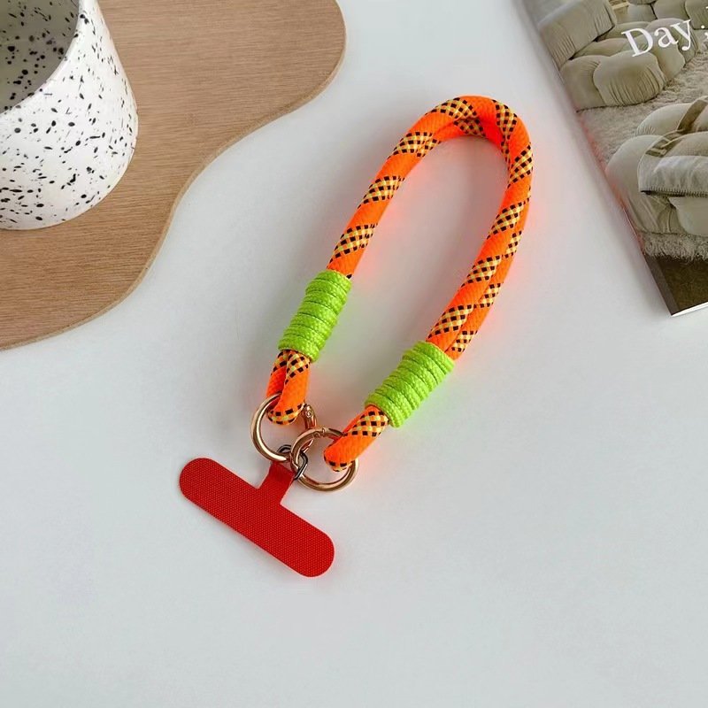 Anti Lost Universal Short Wrist Rope With Patch Tab Nylon Woven Colorful Wrist Hand Strap Rope Phone Case Lanyard For iPhone 15