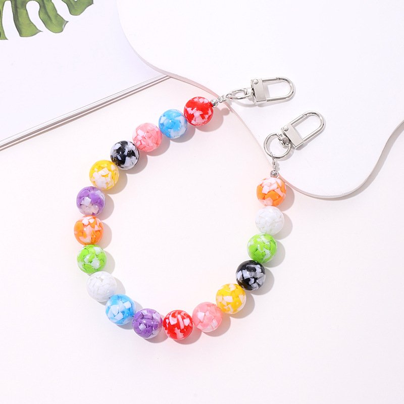 Pink Mobile Phone Strap Beads Purple Cell Phone Charm Strap Colorful Irregular Resin Beaded Chain Universal Phone Lanyard