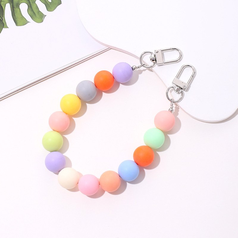 Pink Mobile Phone Strap Beads Purple Cell Phone Charm Strap Colorful Irregular Resin Beaded Chain Universal Phone Lanyard