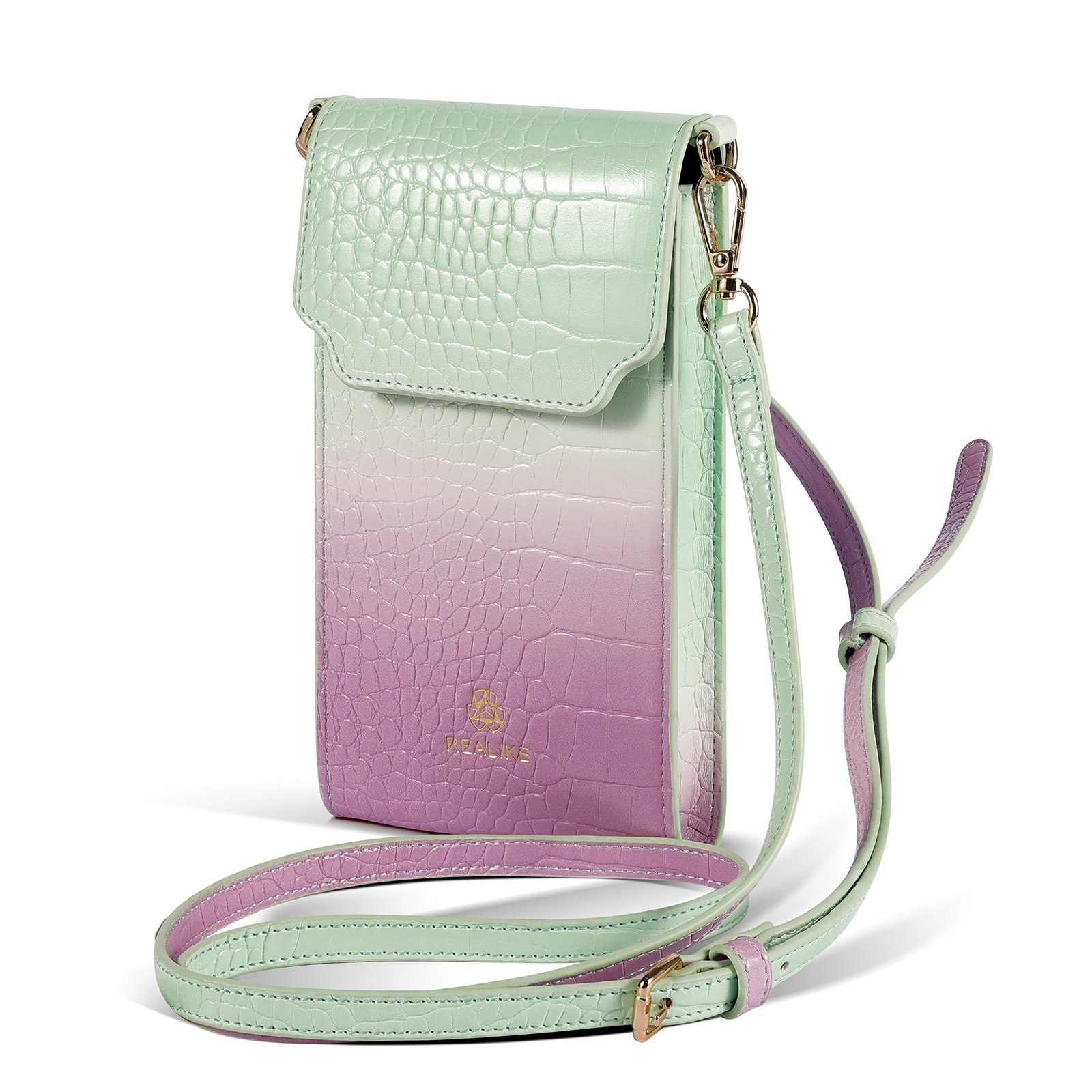 pebble PU small crossbody bag cell phone purse wallet pouch shoulder bag for man women