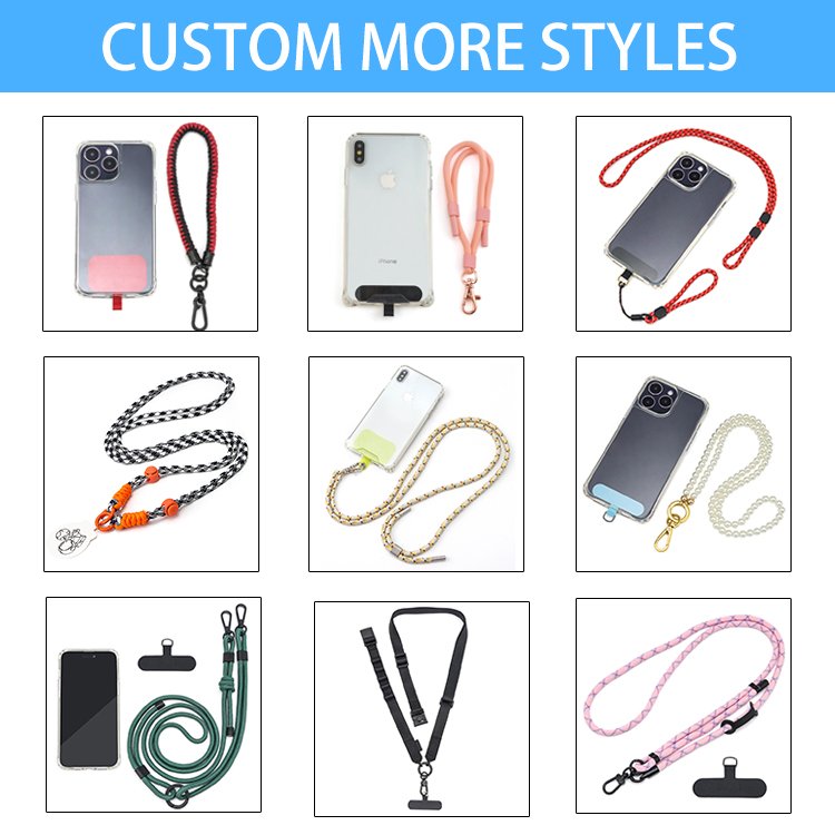 New Mobile Phone Lanyard Rope Hanging Neck Rope Adjustable Diagonal Span Removable Diy Nylon Rope Anti Loss Fixing Gasket