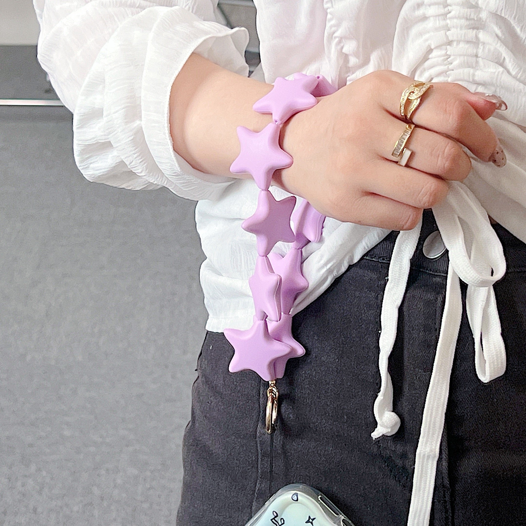 New Phone Lanyard Wrist High-value Zhen Five-pointed Star Chain Women's Pendant Ornament Beaded Inspired Anti-lost Lanyard