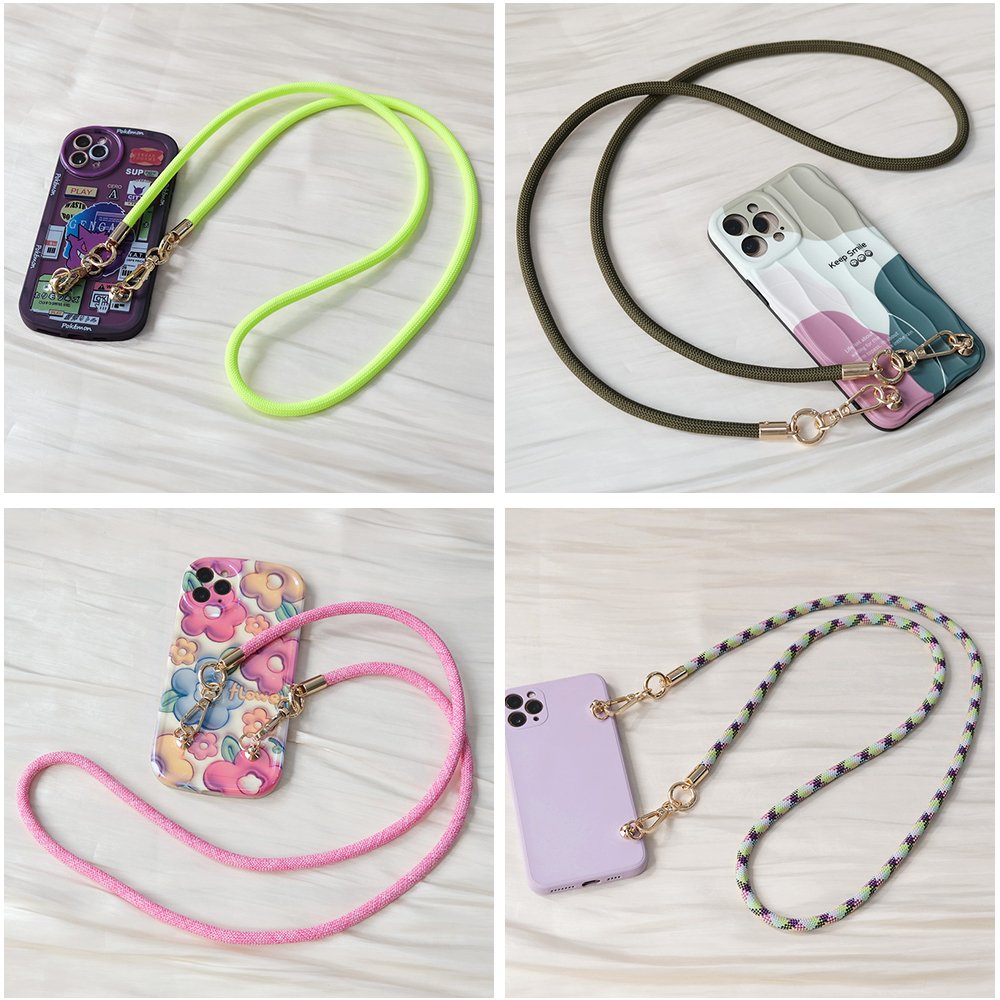 Multi-Color Fashion Rope Crossbody Mobile Phone Accessories 120cm Anti-lost Women Cell Phone Strap with Clip