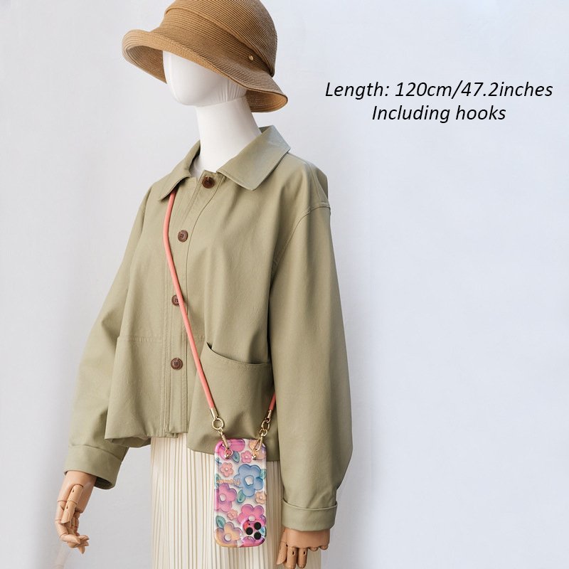 Multi-Color Fashion Rope Crossbody Mobile Phone Accessories 120cm Anti-lost Women Cell Phone Strap with Clip