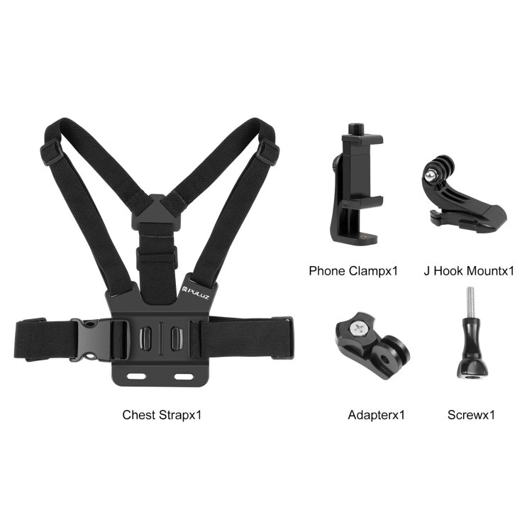Original Factory PULUZ 5 in 1 Adjustable Elastic Mobile Phone Holder Chest Mount Harness Strap Sports camera accessories