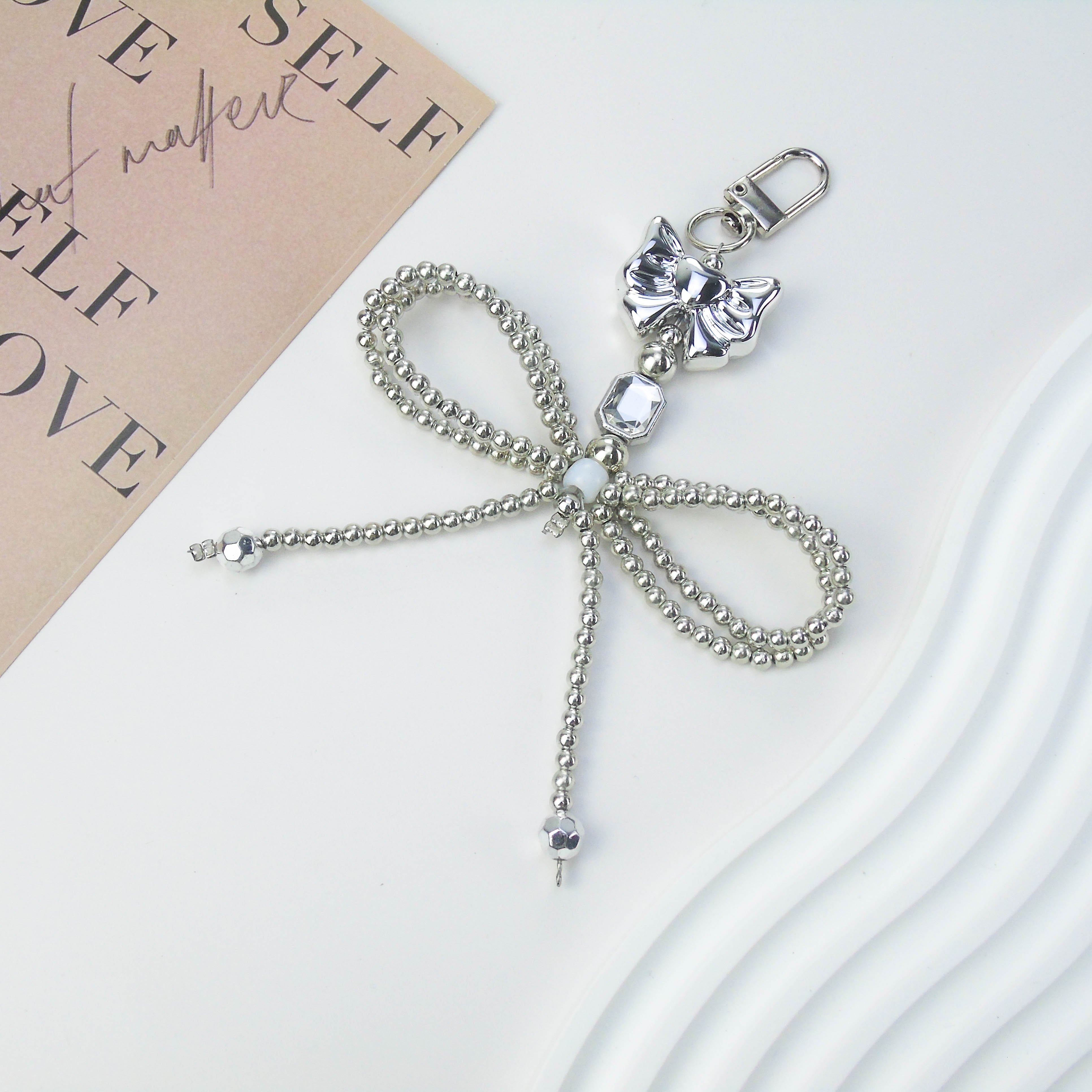 Fashion Mirror Diamond Butterfly Phone Chain For All Phone Models Acrylic Universal Anti-Loss Bag and Shoe Charm For Woman