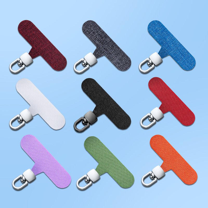 Universal Fabric Cell Phone Lanyard with Durable Ropes and D-Ring Rotatable Patch Shape Fabric Clip for Mobile Phone Straps