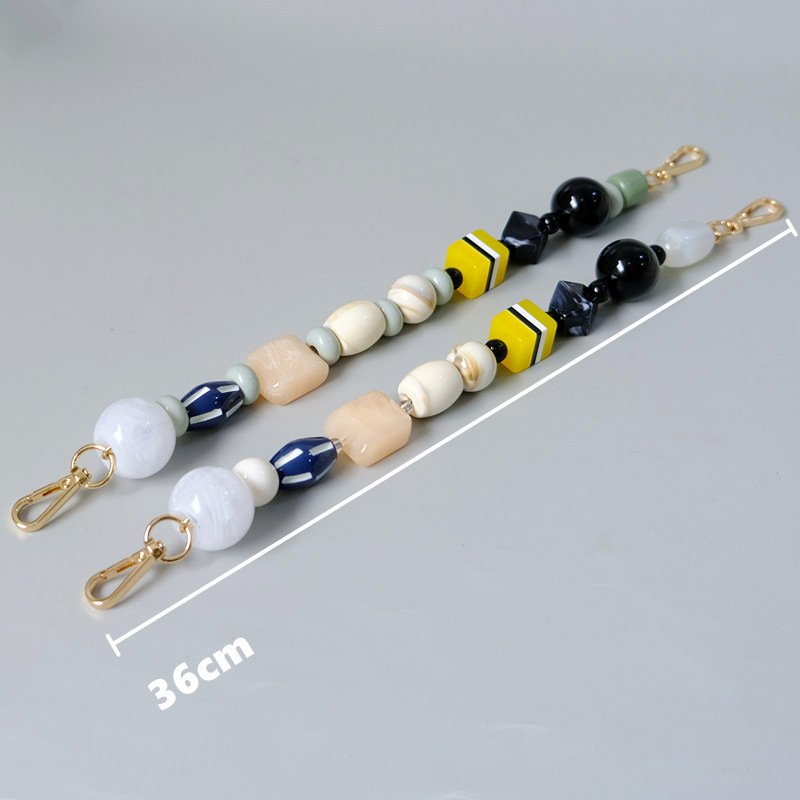 Colorful Bohemian Bag Phone Strap Geometric Irregular Beads Retro Handmade Beaded Short Versatile Mobile Phone Lanyard 36cm