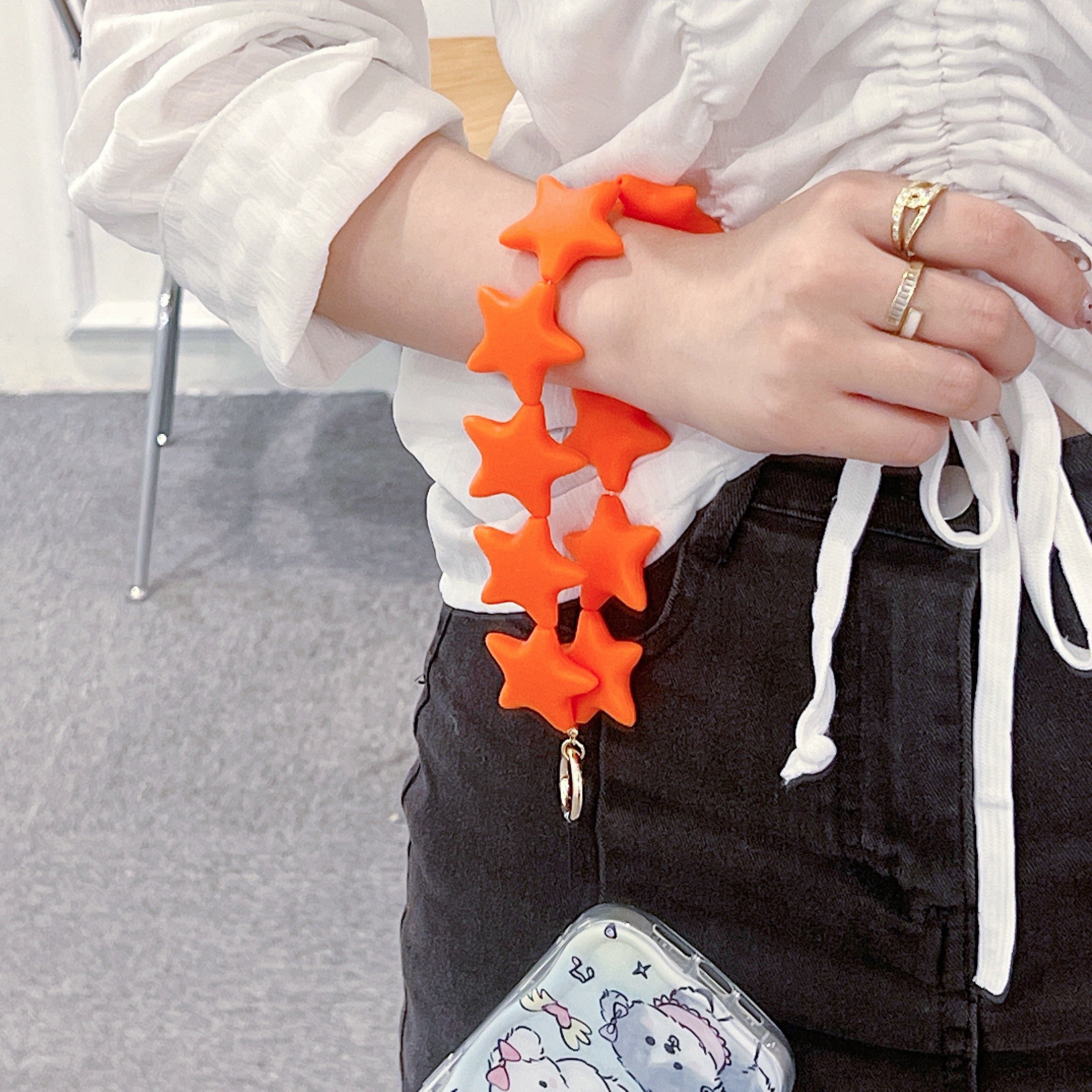 Silicone Star Bead Phone Lanyard Trendy 2024 Unisex Beaded Cellphone Strap Durable Non-Slip Silicone Grip for Phone Cases