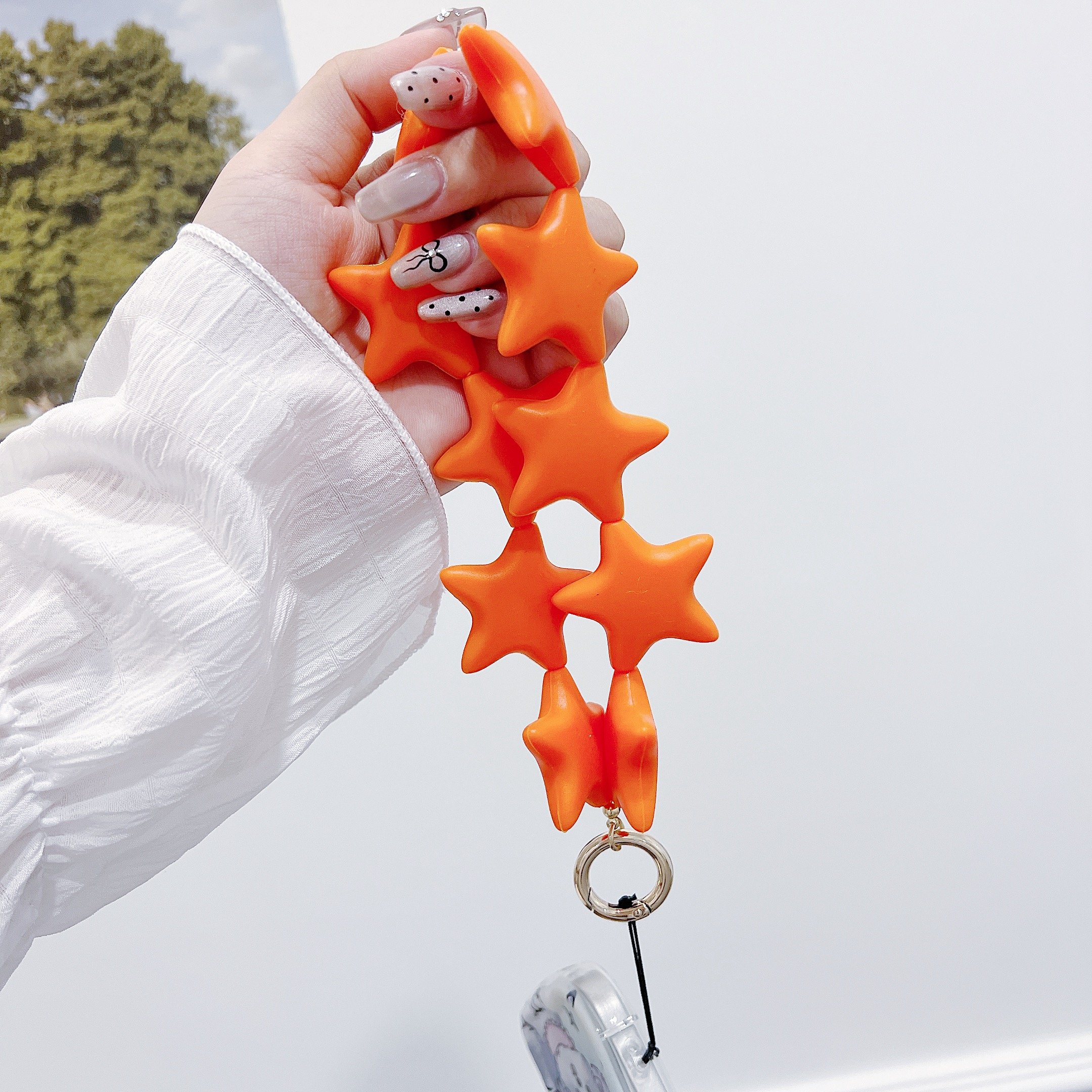 Silicone Star Bead Phone Lanyard Trendy 2024 Unisex Beaded Cellphone Strap Durable Non-Slip Silicone Grip for Phone Cases