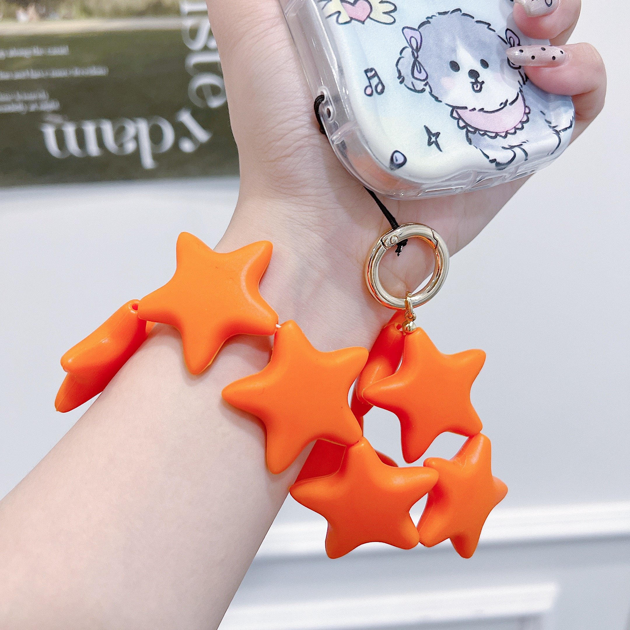 Silicone Star Bead Phone Lanyard Trendy 2024 Unisex Beaded Cellphone Strap Durable Non-Slip Silicone Grip for Phone Cases