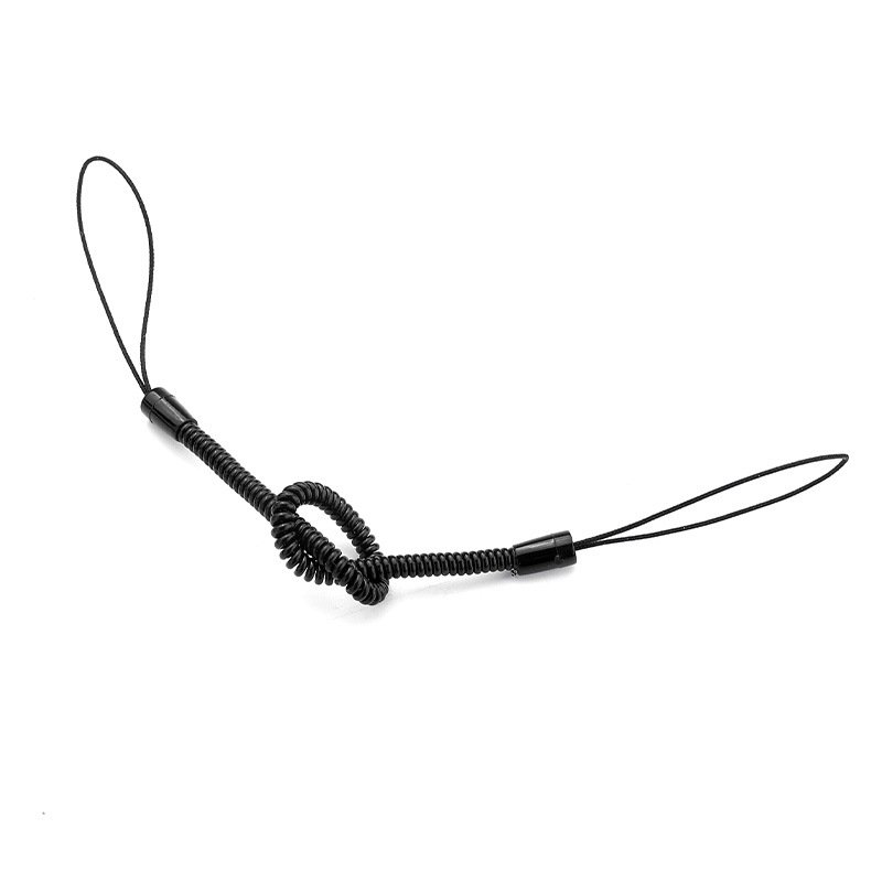 Highquality Stylus Spring Secure Cord Black Adjust Mobile Phone Lanyard Spring Cords PVC Phone Strap