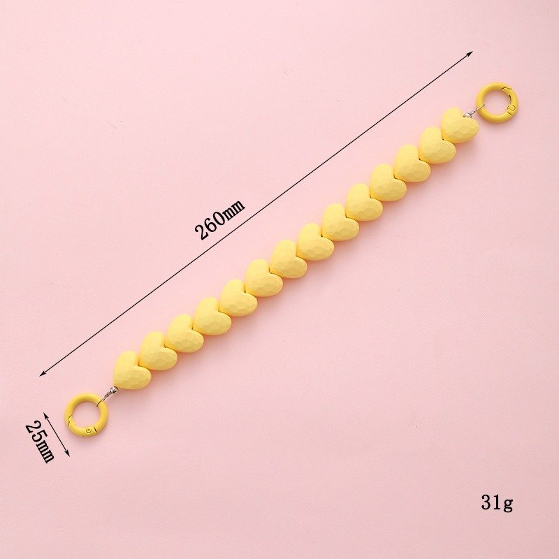 Matte Heart Beaded Phone Charms Lovely Colorful Beads Mobile Phone Pendant Anti Lost Hands Free Cell Phone Chain Strap For Women