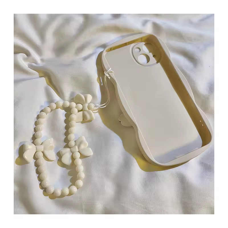 2024 Japan and Korea best-selling Charm bow mobile phone chain Girl phone Charm with pearl beaded lanyard jewelry gift