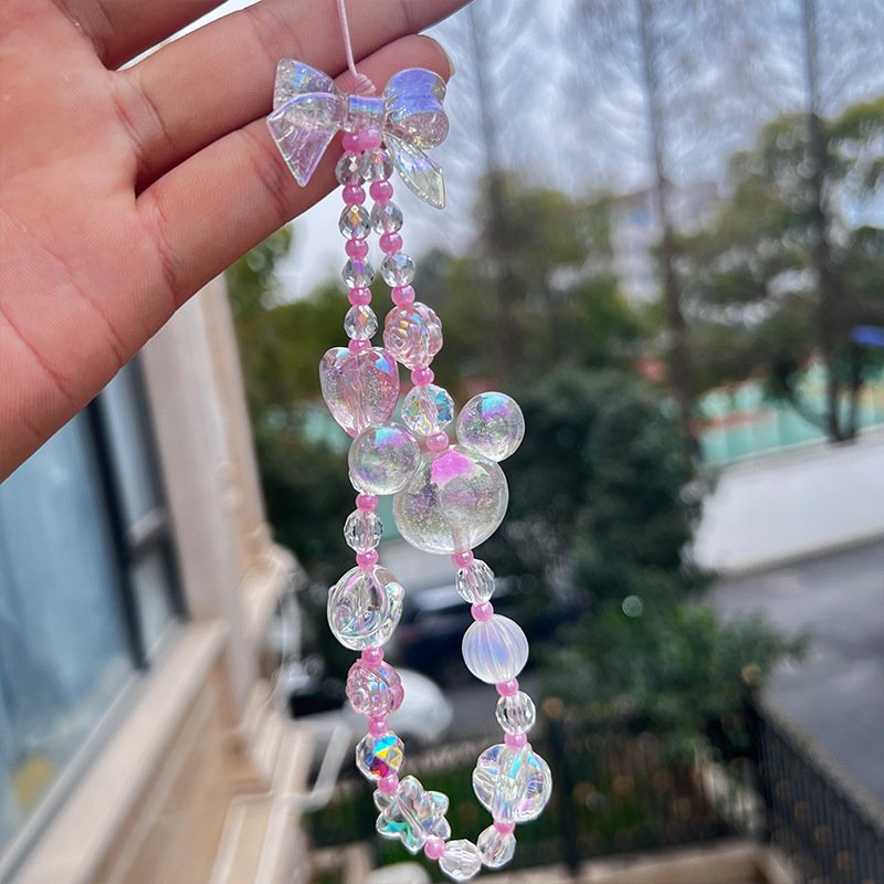 New phone lanyard creative small fresh butterfly color beaded chain mobile phone strap accessories mobile phone decorative chain