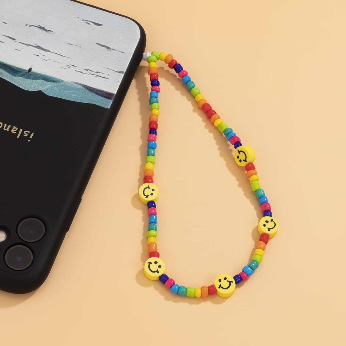 New Fashion Simple Hand Woven Beaded Mobile Phone Chain Personality Trendy Pearl Flower Phone Strap Accessories For Women