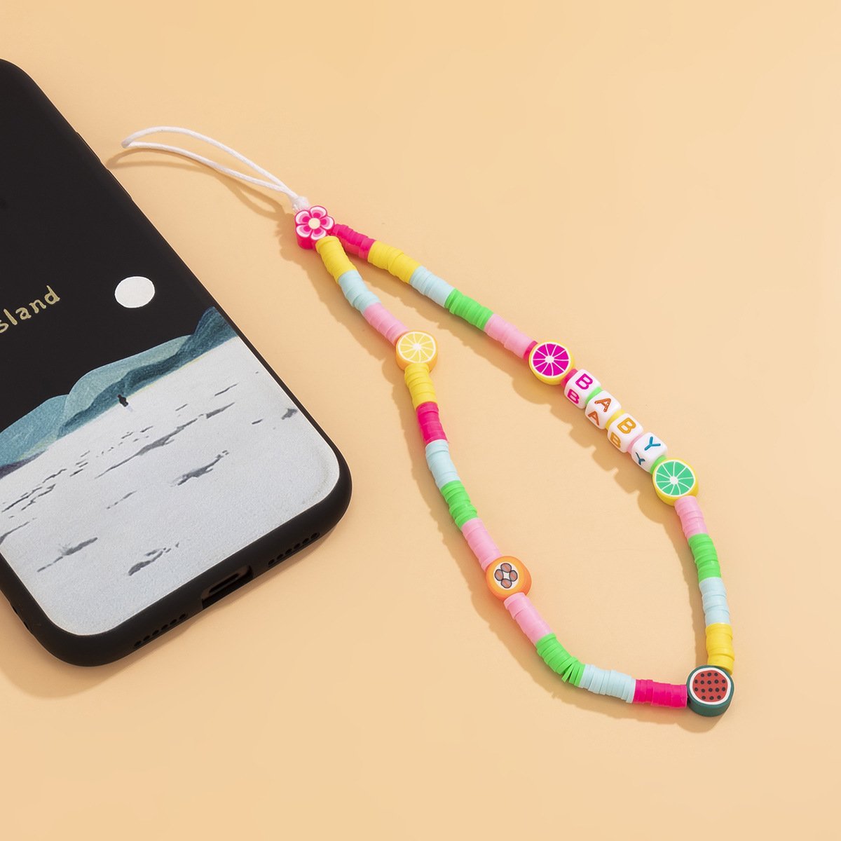 New Fashion Simple Hand Woven Beaded Mobile Phone Chain Personality Trendy Pearl Flower Phone Strap Accessories For Women