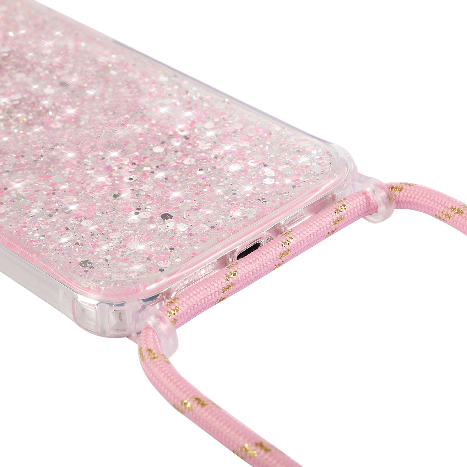 Cross Body Phone Cases for Iphone 15 14 13 Pro Max Glitter Phone Cover Neck Lace Strap Phone Shell