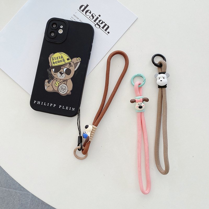 Mobile Phone Key Chain Hand Woven Cotton and Polyester Anti-Throwing Wristband with Car Key Pendant