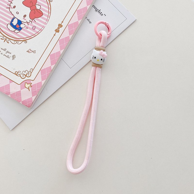 Mobile Phone Key Chain Hand Woven Cotton and Polyester Anti-Throwing Wristband with Car Key Pendant