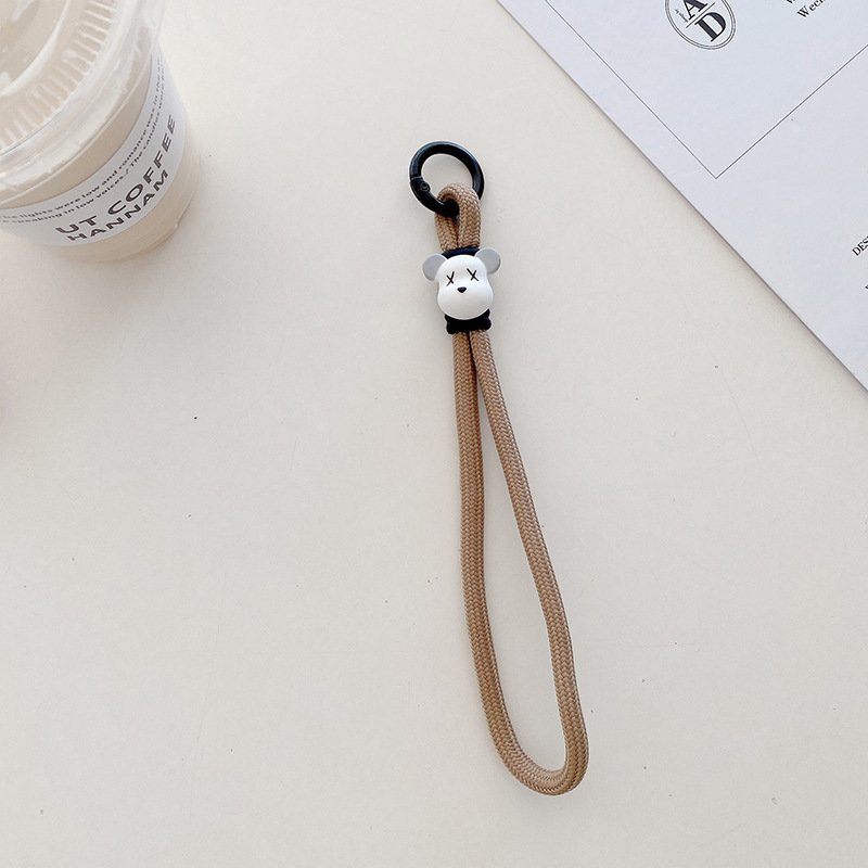 Mobile Phone Key Chain Hand Woven Cotton and Polyester Anti-Throwing Wristband with Car Key Pendant