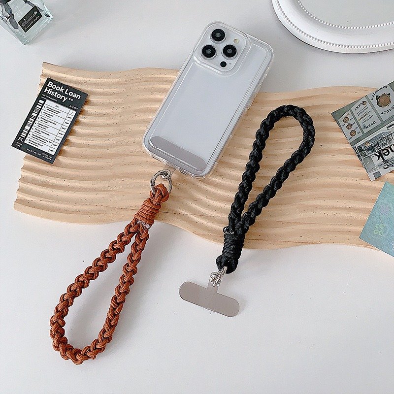 Hands Free Mobile Phone Lanyard With Color Patch Short Cellphone Strap Holder Pendant Braided Handmade Colorful Phone Case charm