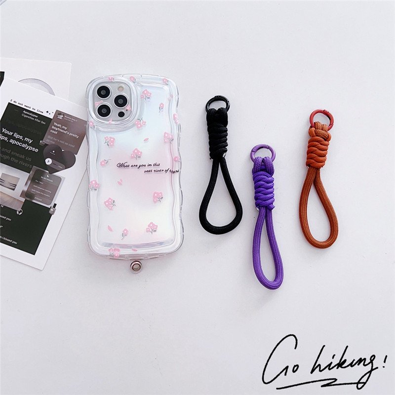 Universal Braided Mobile Phone Lanyard Strap Hanging Chain Ring Cord with Patch Wrist Strap Cell Phone Detachable Rope Keychain
