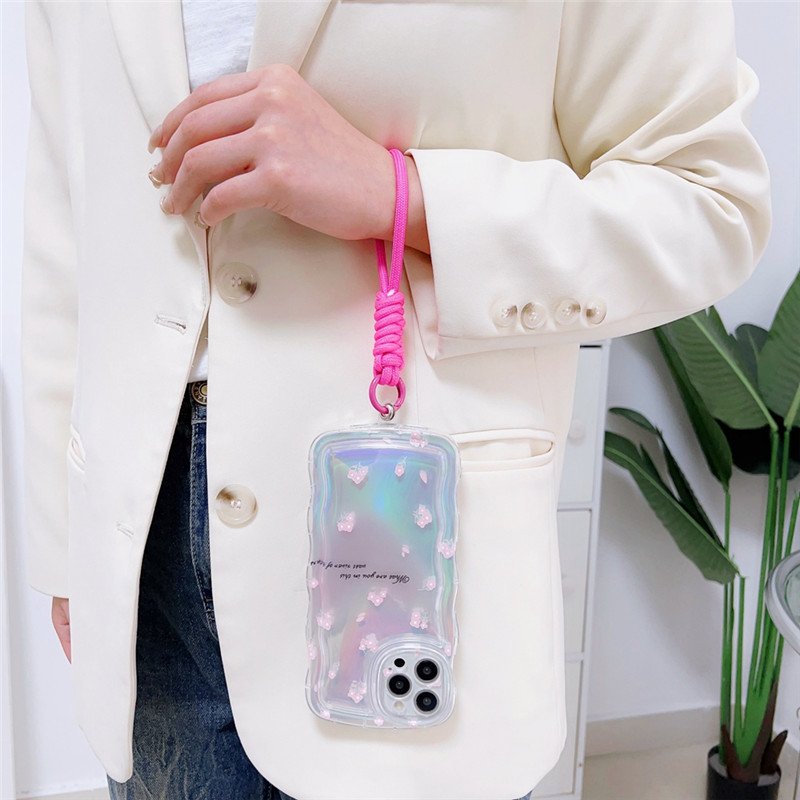 Universal Braided Mobile Phone Lanyard Strap Hanging Chain Ring Cord with Patch Wrist Strap Cell Phone Detachable Rope Keychain
