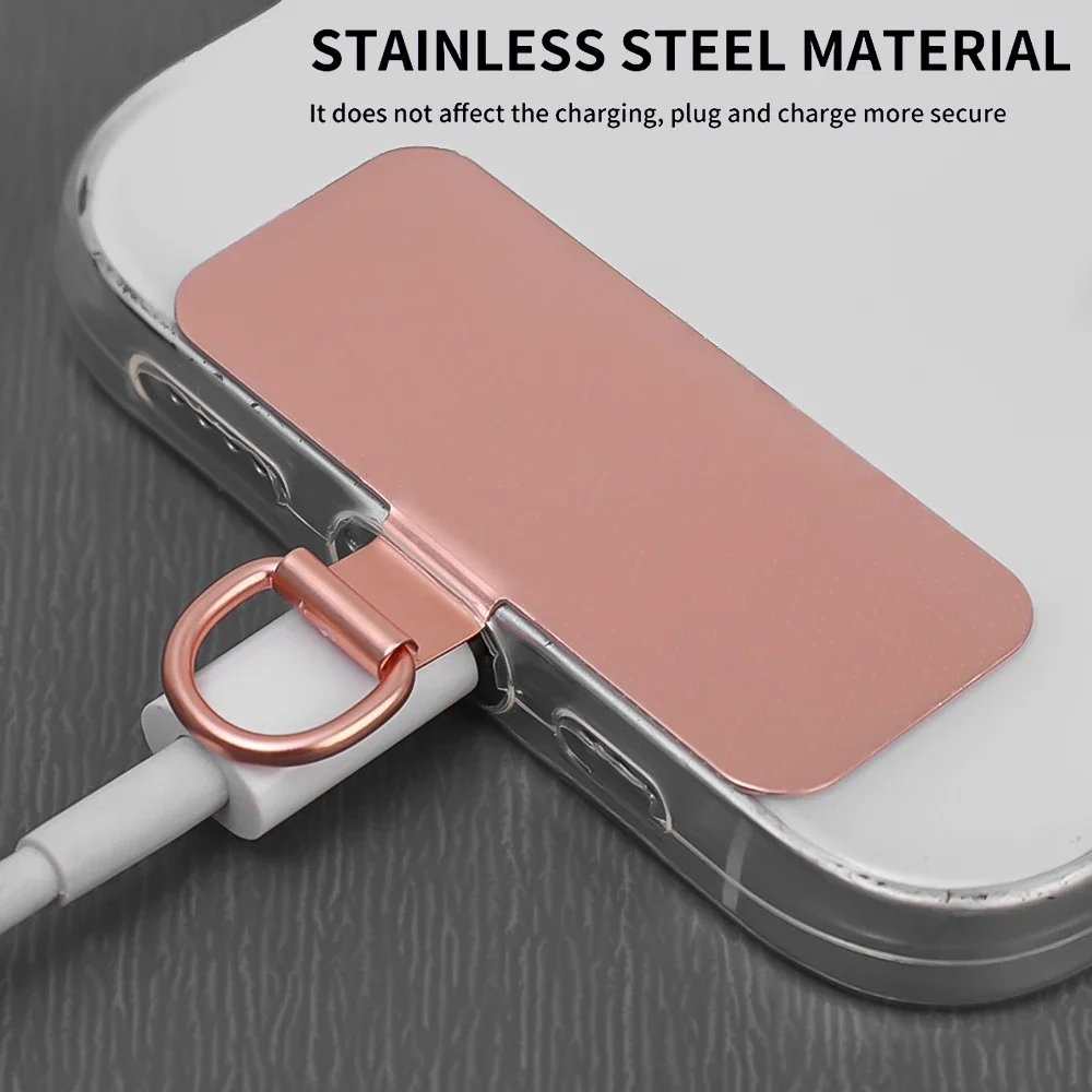 Ultra-thin Stainless Steel Phone Tether Patch Gasket Cellphone Strap Parts Replacement Lanyard Safety Connect Piece