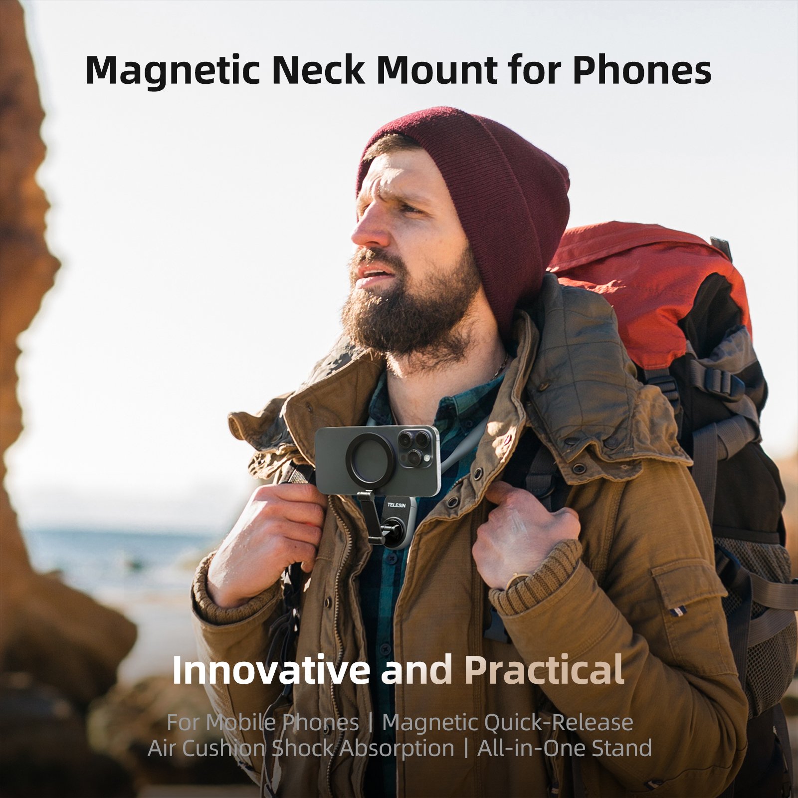 Leyi 2024 Neck Mount with Magnetic Ring Phone Holder Quick Release Multi-angle Adjustable Strap Metal Goose Neck Phone Holder