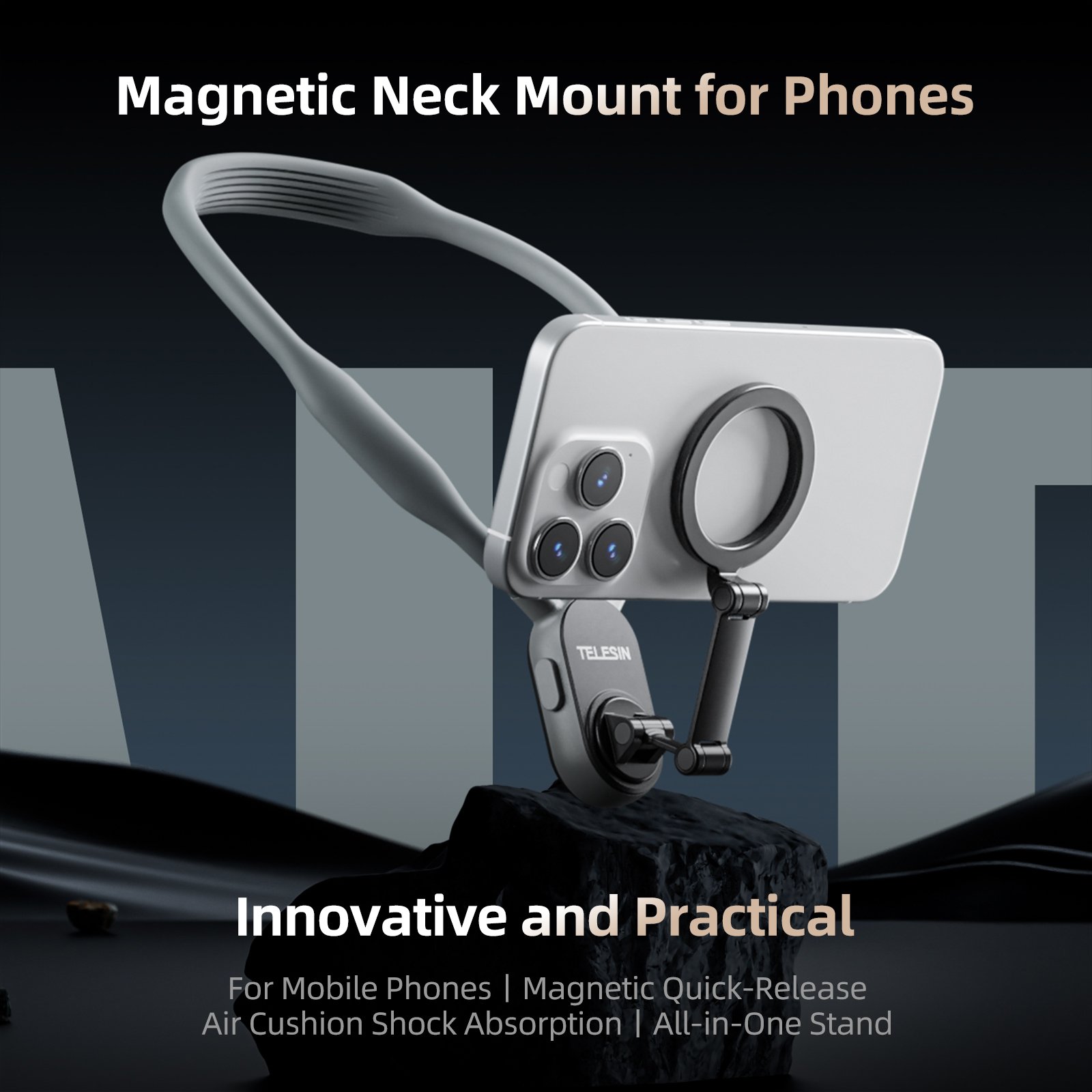 Leyi 2024 Neck Mount with Magnetic Ring Phone Holder Quick Release Multi-angle Adjustable Strap Metal Goose Neck Phone Holder