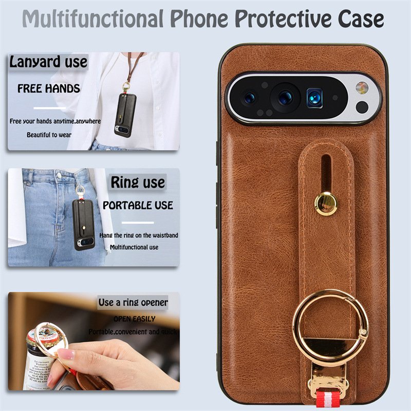 Multi-Function Leather phone case For Google Pixel 9/9 Pro/Pixel9 Pro XL case with card slot Flip phone Case with wrist strap