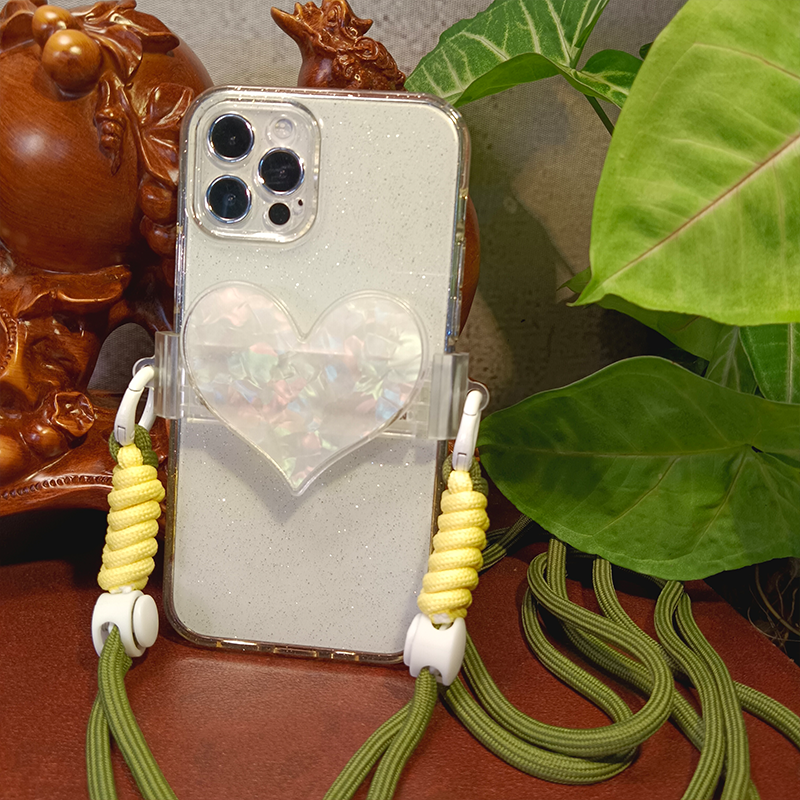 Mobile phone back clip with shell pattern, transparent PC clip, DIY material, hanging rope, mobile phone accessories