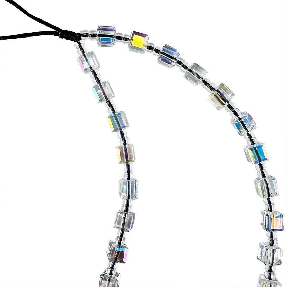 KKBEAD Bohemian Style Loop Color Square Crystal Cartoon Girl Phone Strap Acrylic Bracelet Phone Accessory