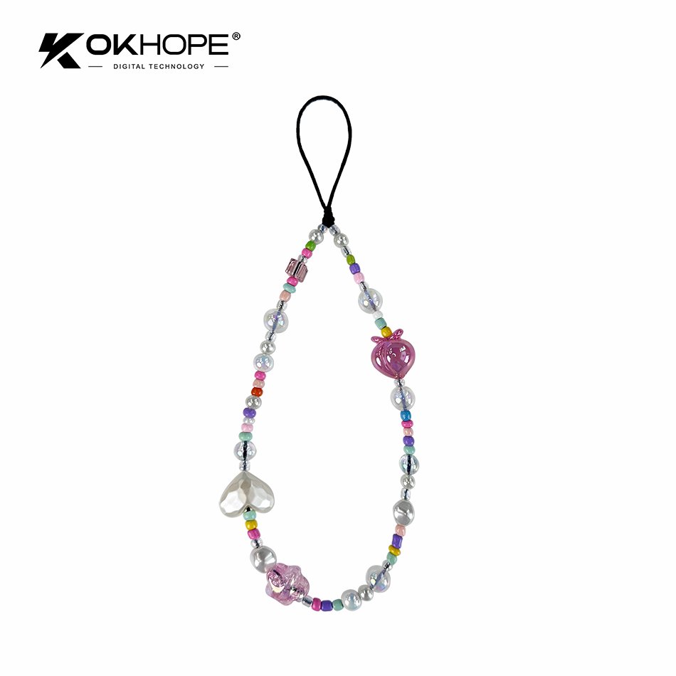 KKBEAD Bohemian Style Loop Color Square Crystal Cartoon Girl Phone Strap Acrylic Bracelet Phone Accessory