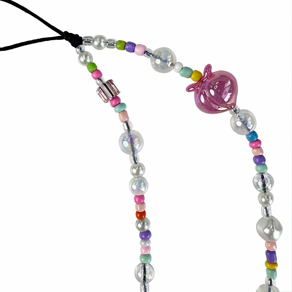 KKBEAD Bohemian Style Loop Color Square Crystal Cartoon Girl Phone Strap Acrylic Bracelet Phone Accessory