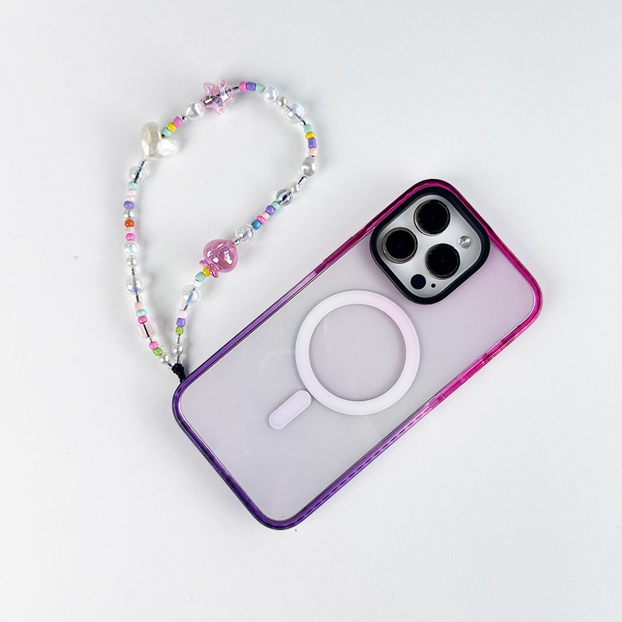 KKBEAD Bohemian Style Loop Color Square Crystal Cartoon Girl Phone Strap Acrylic Bracelet Phone Accessory